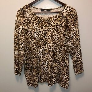 - Anne Klein Sport Leopard Print 3/4 sleeve fleece blouse/ Women's Size‎ 1X